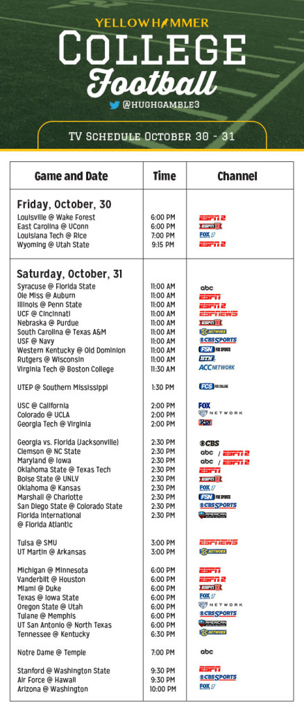 October 31st football schedule