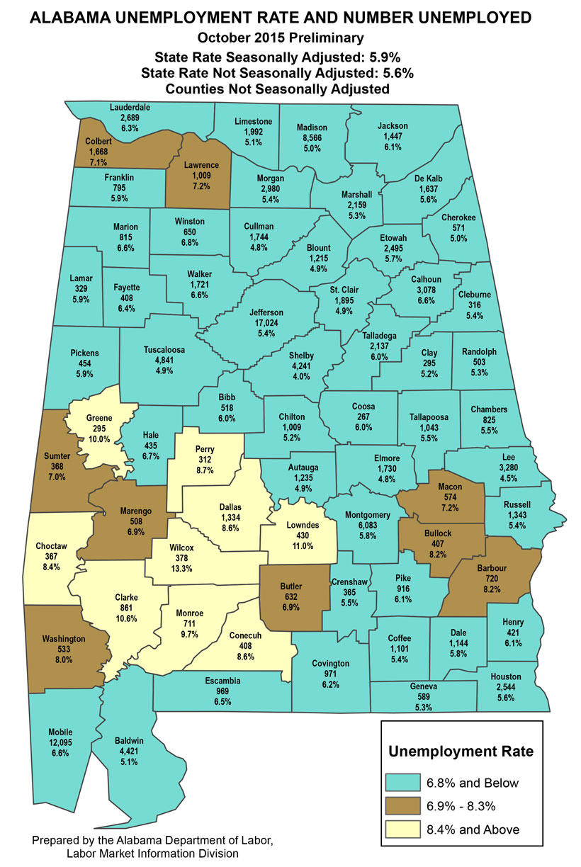 unemployment rate by county Oct 2015