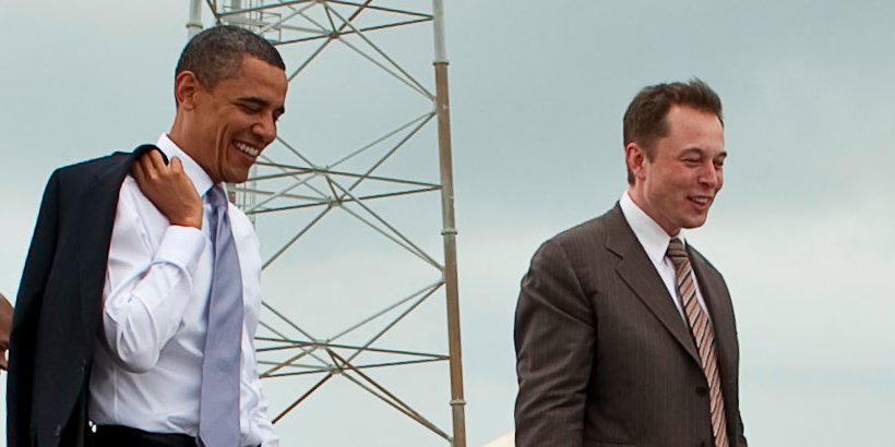 President Barack Obama and Elon Musk, who was one of his largest donors and supporters (Photo: (NASA/Bill Ingalls)