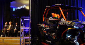 A Polaris off road vehicle stands during the 2015 announcement the company open a factory in Huntsville. (Governor’s Office, Jamie Martin)