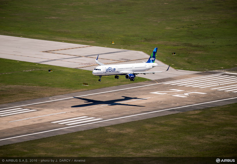 The maiden flight of the first Alabama-made Airbus aircraft begins at Mobile Aeroplex, home to the company’s new $600 million production facility. (Image: Airwind via Airbus)