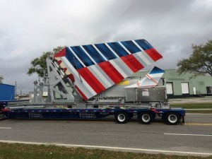 Miller Transfer transports the latest batch of major component assemblies from the Port of Mobile to Airbus’ $600 million U.S. Manufacturing Facility at Mobile Aeroplex at Brookley on Thursday, March 24. (Courtesy/Mobile Airport Authority Executive Director Roger Wehner)