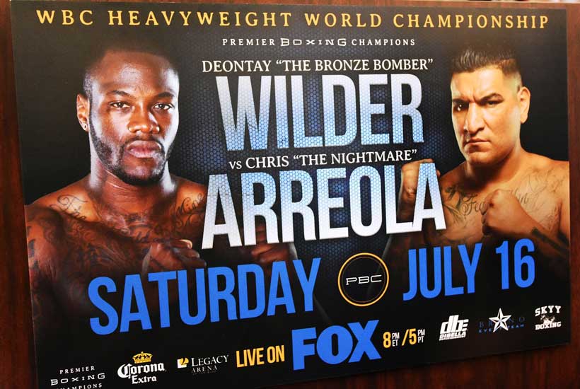 A promotional poster for the July 16 Wilder-Arreola bout. (Solomon Crenshaw Jr./Alabama NewsCenter)