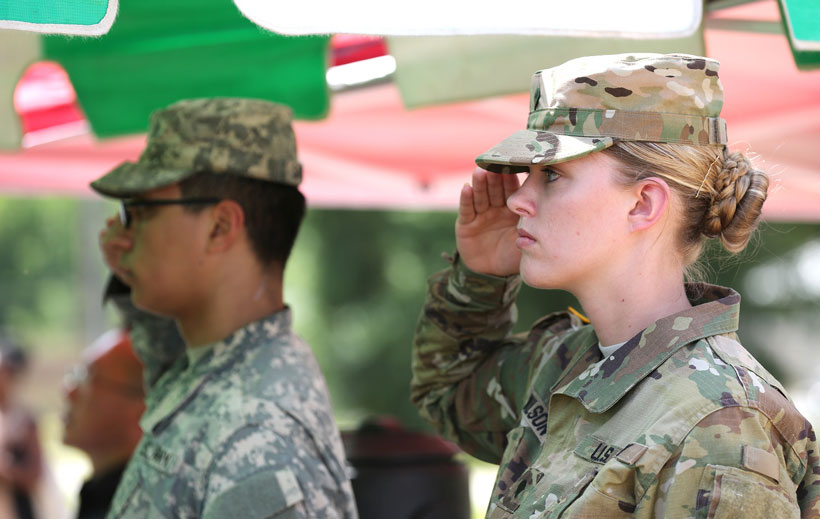 Officials from Alabama Power, the Army and other federal agencies gather at Fort Rucker on Thursday, June 2, 2016, to break ground on the company’s second, large-scale solar energy project. (Mike Kittrell/Alabama NewsCenter)