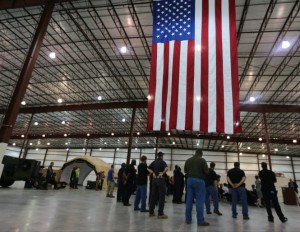 Employees of HDT gather as Gov. Robert Bentley announces that HDT Global is expanding operations in Alabama. (Governor’s Office, Jamie Martin)