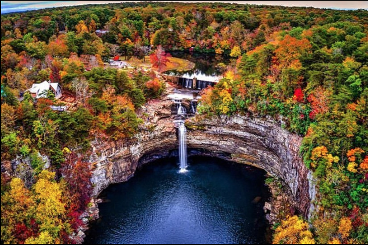 desoto falls with alabama fall foliage